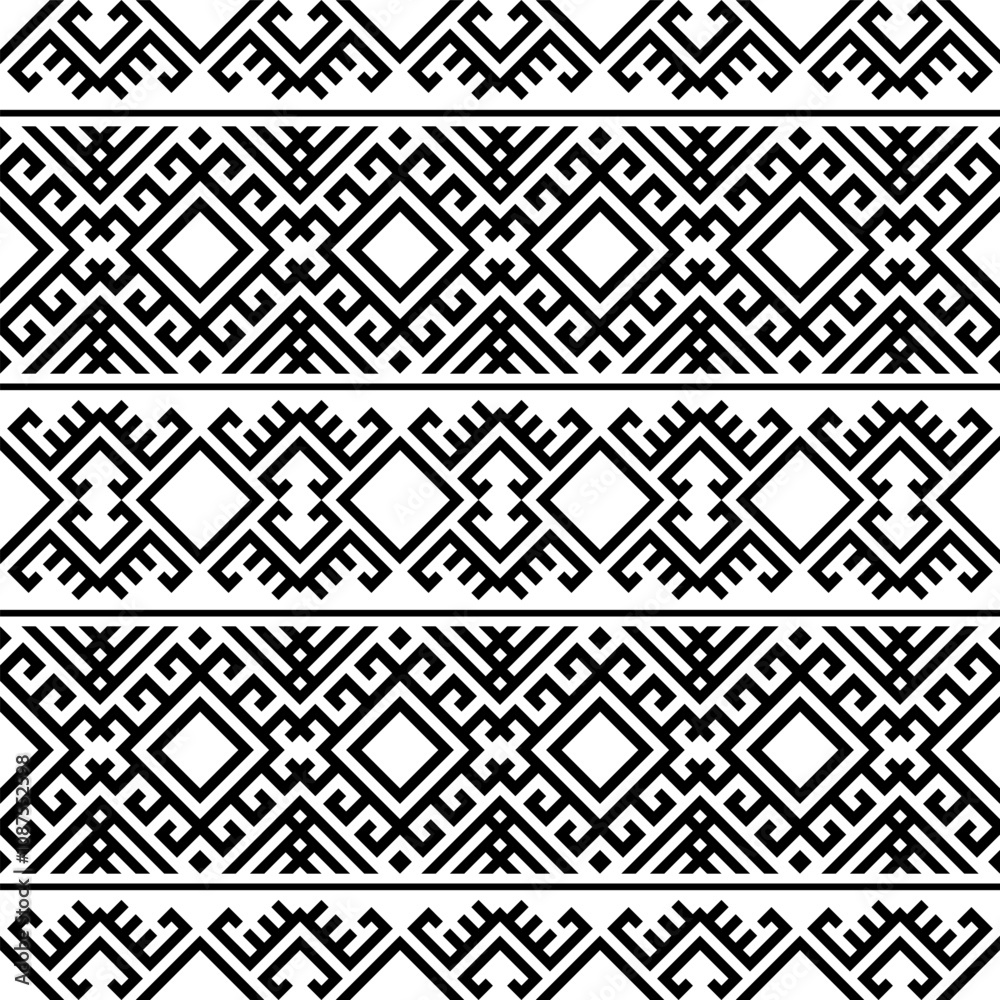 Traditional Aztec seamless pattern geometric design vector in black and white color 03012020-03 Traditional Aztec seamless pattern geometric design vector in black and white color 03012020-03