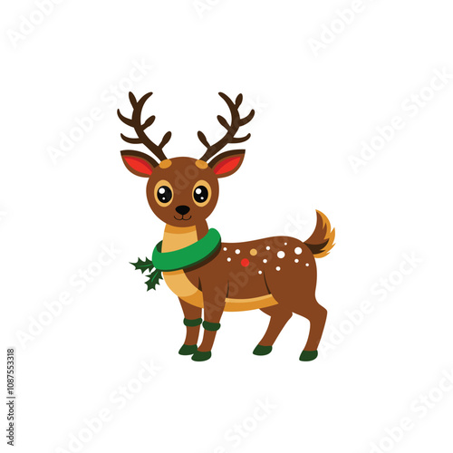 reindeer with christmas hat