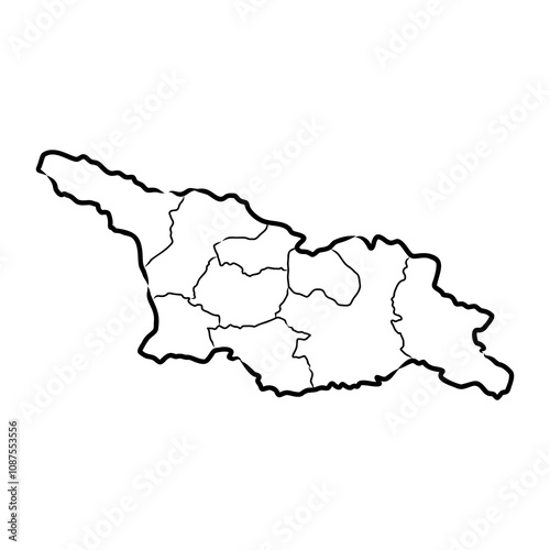 Doodle Map of Georgia map, vector sketch