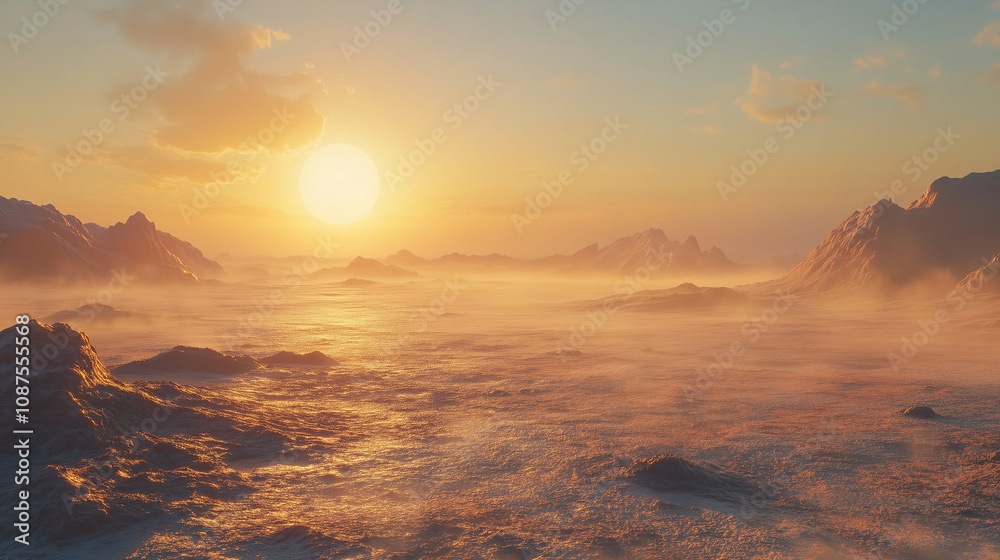 Majestic sunrise over tranquil ocean waves and rocky shore during early morning hours filled with calm and serenity. Generative AI Majestic sunrise over tranquil ocean waves and rocky shore during early morning hours filled with calm and serenity. Generative AI