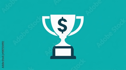 A gold trophy with a dollar sign on a turquoise background.