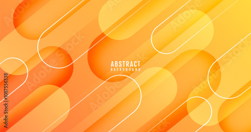 3D orange abstract background overlap layer on bright space with rounded lines effect decoration. Modern graphic design element cutout style concept for web banner, art, flyer, card, or brochure cover