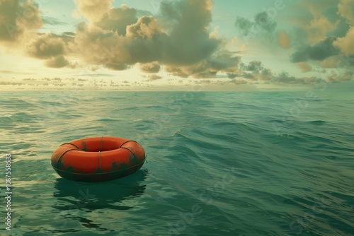 Safety equipment life buyo rescue floating on water photo