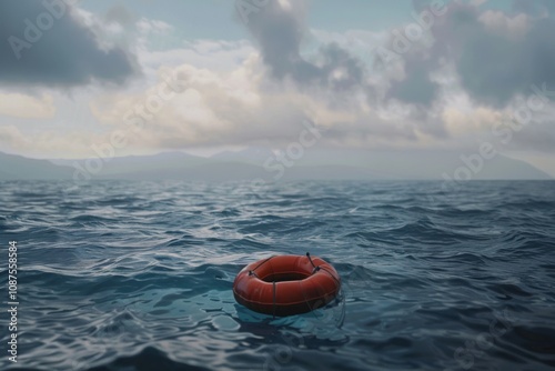 Safety equipment life buyo rescue floating on water photo