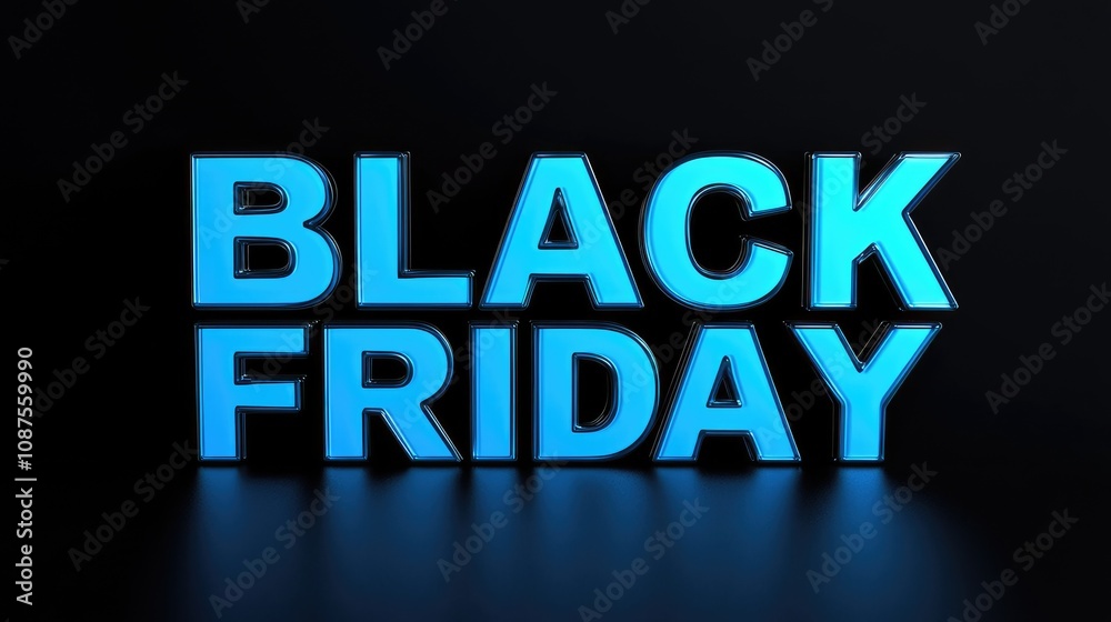 Obraz premium Glowing Blue Black Friday Sale Sign on Dark Background