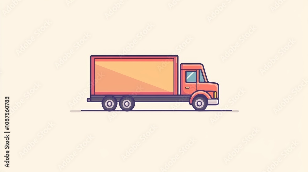 A simple, minimalist line illustration of a red delivery truck with a white background. A simple, minimalist line illustration of a red delivery truck with a white background.