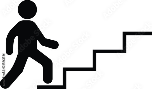 A man climbing up stair sign vector