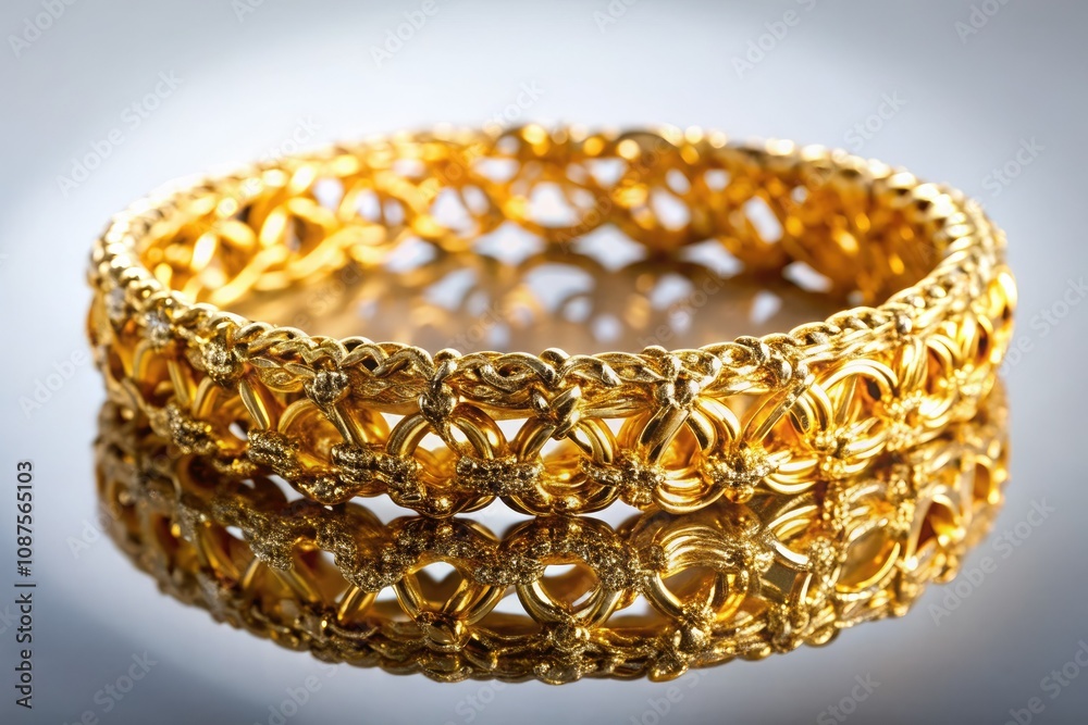 Elegant Golden Bracelet Isolated on White Background - Stunning Low Light Photography Elegant Golden Bracelet Isolated on White Background - Stunning Low Light Photography