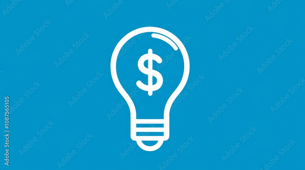 A white lightbulb icon with a dollar sign inside on a blue background. A white lightbulb icon with a dollar sign inside on a blue background.