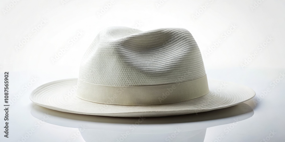 Elegant White Hat on Minimalist White Background for Fashion Photography Elegant White Hat on Minimalist White Background for Fashion Photography