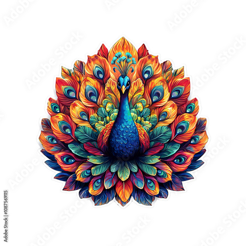 Vibrant Rainbow Peacock A Colorful Bird Illustration photo