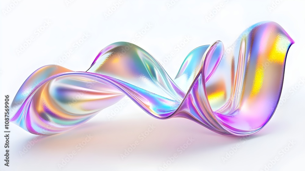 A photorealistic 3D render of a holographic, iridescent neon wave in motion, set against a white background. Featuring vivid gradient colors, it serves as a dynamic design element for banners or wallp A photorealistic 3D render of a holographic, iridescent neon wave in motion, set against a white background. Featuring vivid gradient colors, it serves as a dynamic design element for banners or wallp