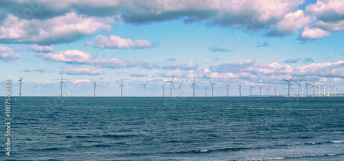 Offshore Wind Turbine in a Windfarm under construction off the England Coast