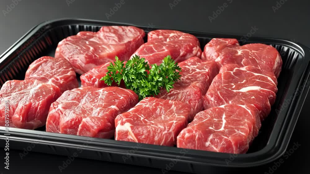 Blank plastic beef tray with black and white label mockup Video Blank plastic beef tray with black and white label mockup Video