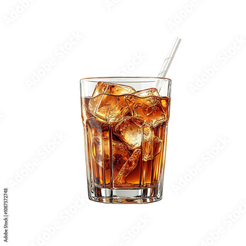 Refreshing Iced Tea in a Glass with Straw