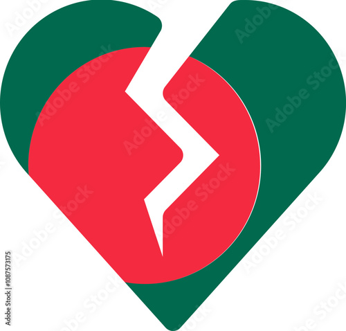 Bangladesh Flag On Broken Heart Icon