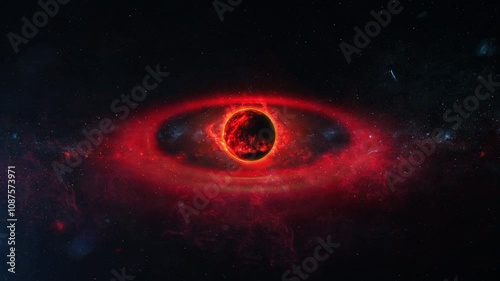 Red Pulsar. Magnetized Neutron Star Emitting Beams of Electromagnetic Radiation. Distant Alien Planet. Supernova. Powerful Red Sun. Stellar Explosion.