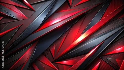 Wallpaper Mural Abstract geometric design featuring a dynamic interplay of dark gray and bright red angular shapes, creating a sense of depth and movement. Torontodigital.ca