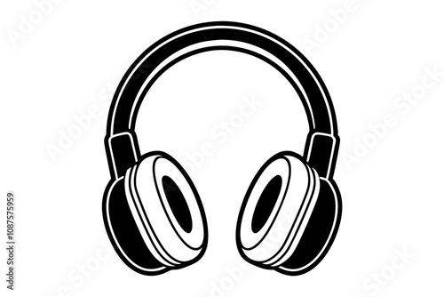 Modern Headphone Silhouette Outline - Sleek Audio Vector Design