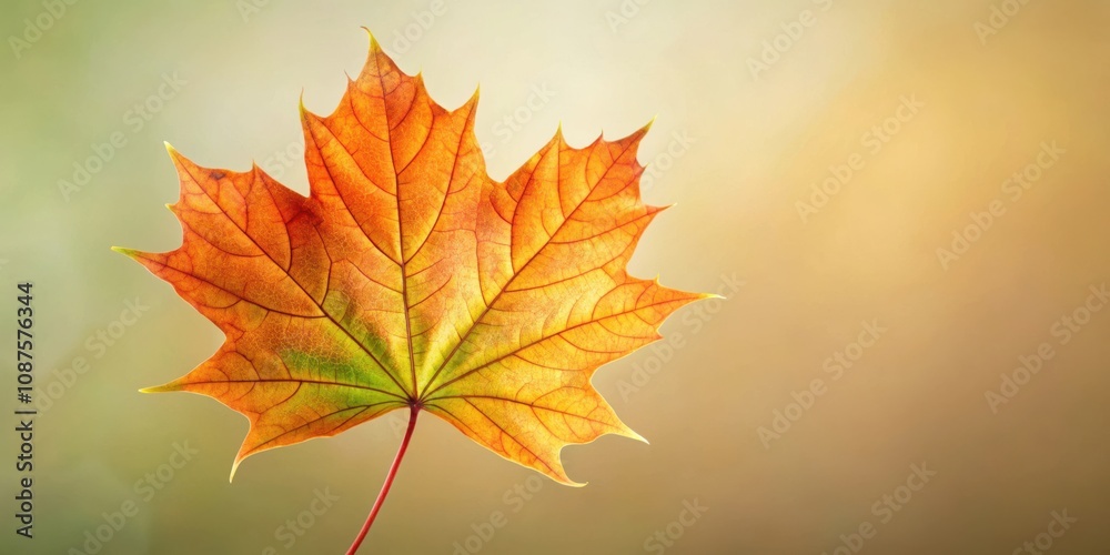 A Single Maple Leaf in Autumnal Hues, Glowing with the Warmth of the Setting Sun A Single Maple Leaf in Autumnal Hues, Glowing with the Warmth of the Setting Sun
