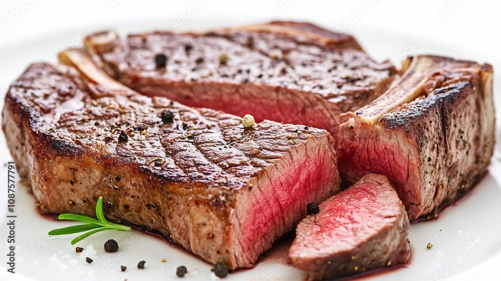 Elegant and Tempting Medium Rare Dry Aged Barbecue Porterhouse Steak T Bone Beef Fillet Dish Elegant and Tempting Medium Rare Dry Aged Barbecue Porterhouse Steak T Bone Beef Fillet Dish