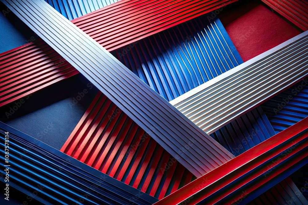 Dynamic Abstract Composition of Red, White, and Blue Lines in Night Photography Dynamic Abstract Composition of Red, White, and Blue Lines in Night Photography