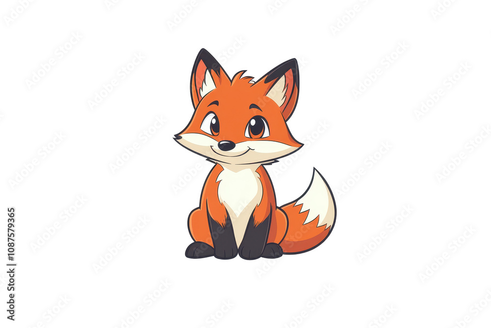 Obraz premium A cute baby fox with big eyes and an inviting smile sits playfully
