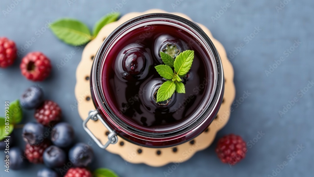 Refreshing Berry Delight: Handcrafted Dark Purple Juice with Fresh Mint and Berries for a Healthy and Invigorating Drink Experience Refreshing Berry Delight: Handcrafted Dark Purple Juice with Fresh Mint and Berries for a Healthy and Invigorating Drink Experience