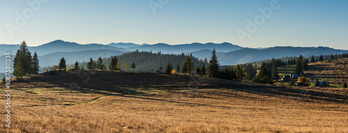 Canvas Print Carpathians mountain pasture panorama landscape