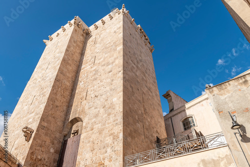 The ancient Elephant Tower in the historic center of Cagliari, Italy photo