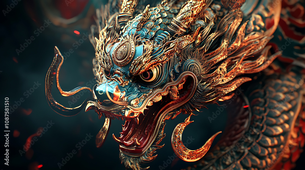 Fototapeta premium The Naga Art, wallpaper, the large snake with a crest, a symbol of greatness and prosperity.
