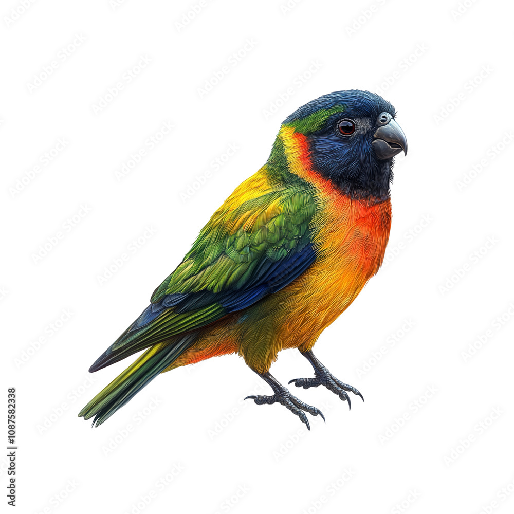 Vibrant Golden-Shouldered Parrot Illustration on White Background Vibrant Golden-Shouldered Parrot Illustration on White Background