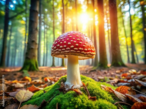 Fly Agaric Mushroom in Forest - Captivating Nature Scene with Vibrant Colors