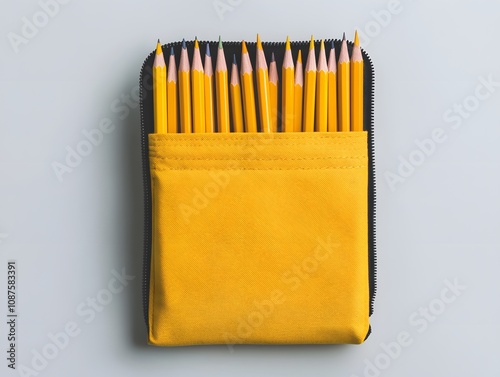 Bright Yellow Pencil Case with Sharp Pencils photo