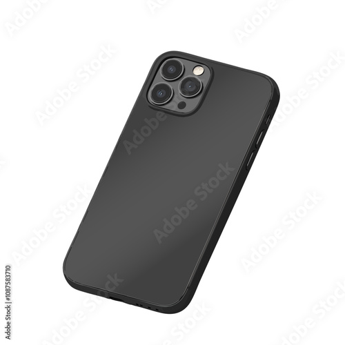 smartphone noir éteint isolé sur fond transparent