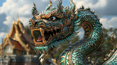 The Naga Art, wallpaper, the large snake with a crest, a symbol of greatness and prosperity.