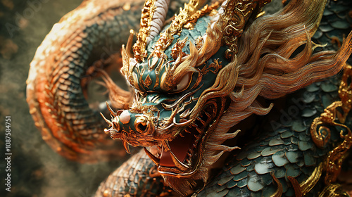 The Naga Art, wallpaper, the large snake with a crest, a symbol of greatness and prosperity.