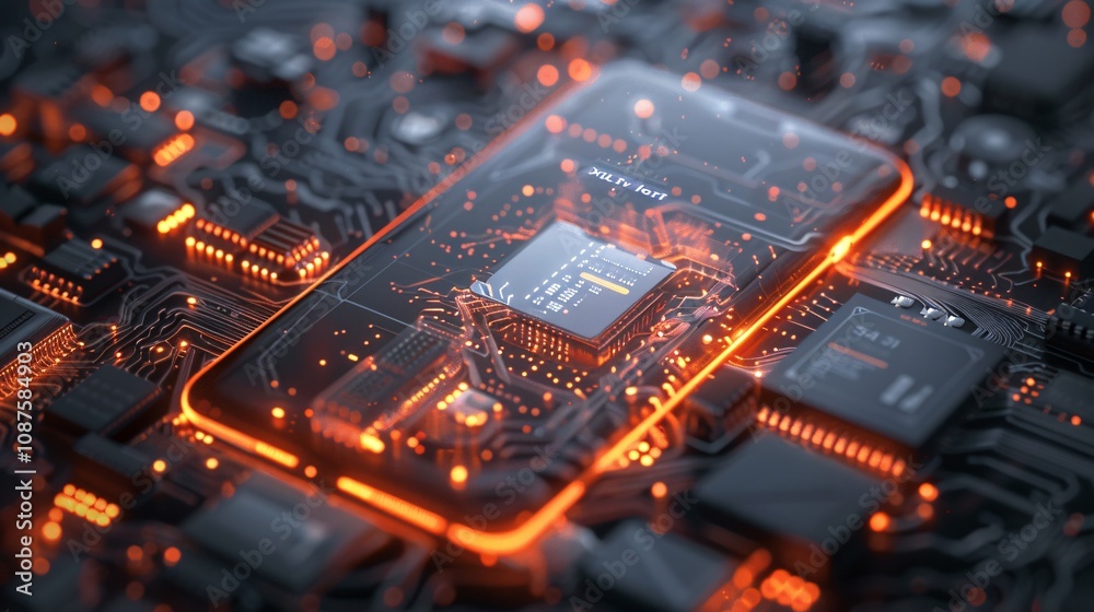 Vibrant and futuristic electronic circuitry backdrop featuring glowing processors interconnected microchips and a dynamic luminous network of digital components Vibrant and futuristic electronic circuitry backdrop featuring glowing processors interconnected microchips and a dynamic luminous network of digital components