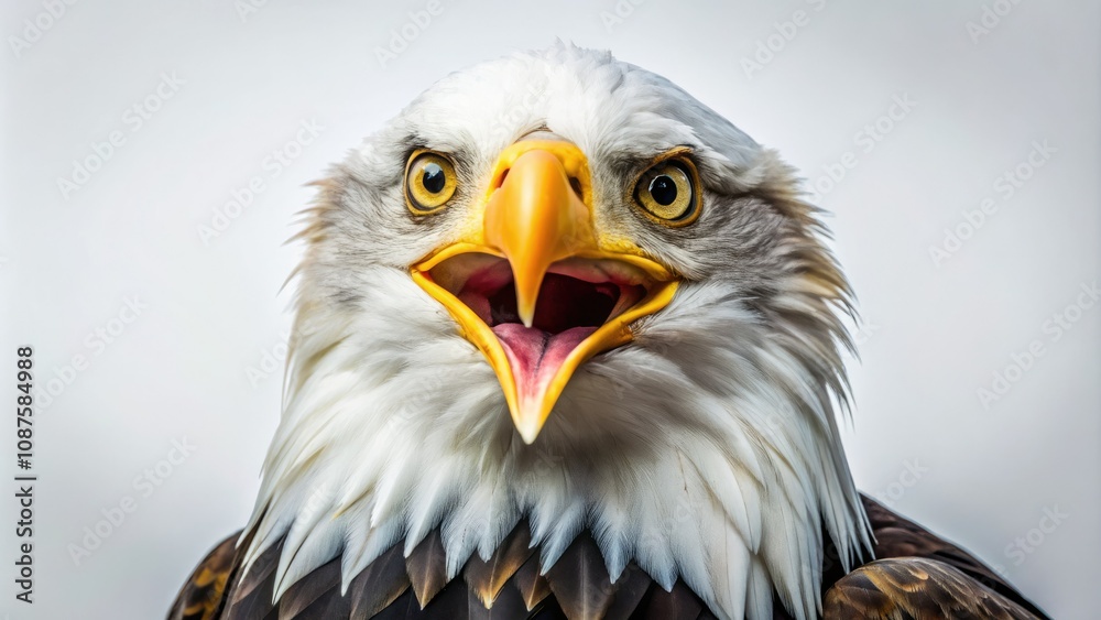 Obraz premium Funny Bald Eagle Silhouette Isolated on White Background for Humorous Wildlife Imagery