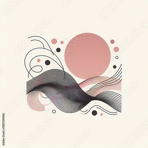 Abstract background with wavy lines and pink tones creating dynamic composition