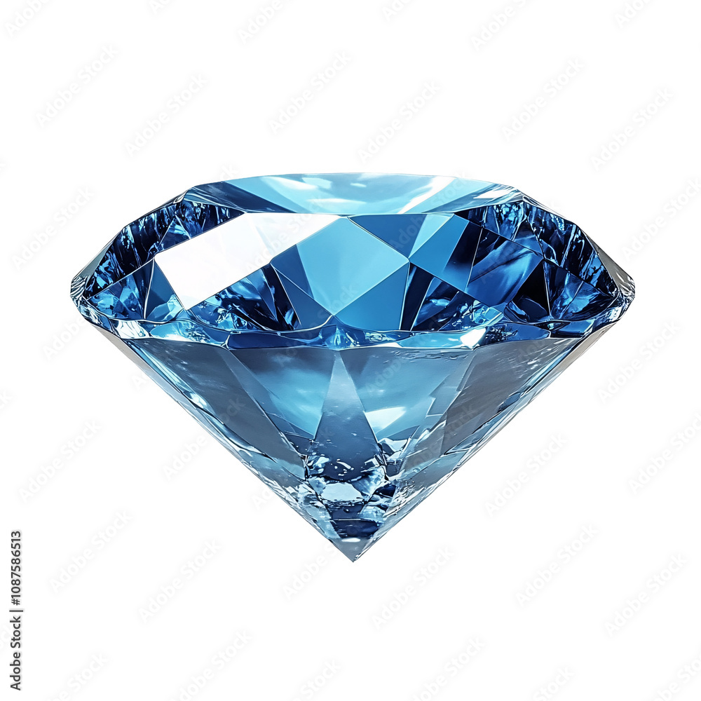 Radiant Blue Gemstone: A Sparkling Masterpiece white and transparent background Radiant Blue Gemstone: A Sparkling Masterpiece white and transparent background