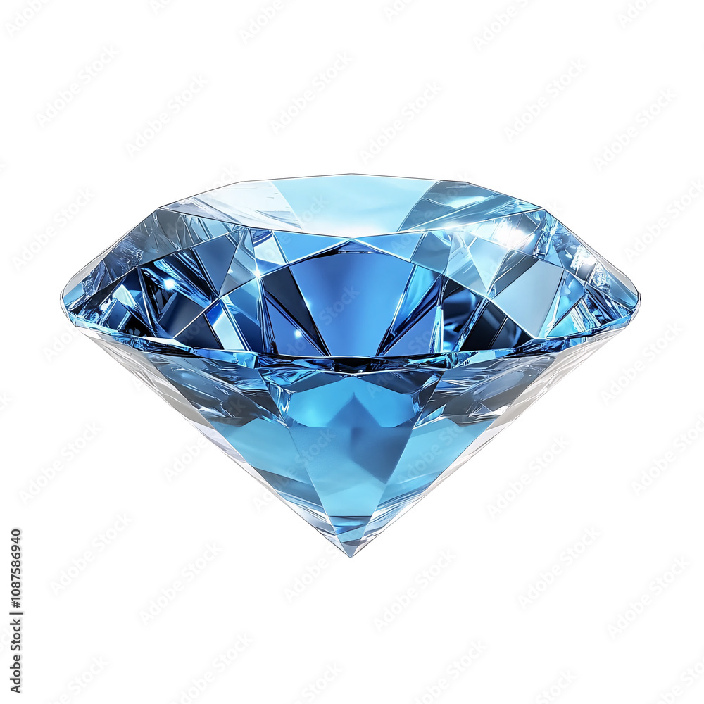Radiant Blue Gemstone: A Sparkling Masterpiece white and transparent background Radiant Blue Gemstone: A Sparkling Masterpiece white and transparent background