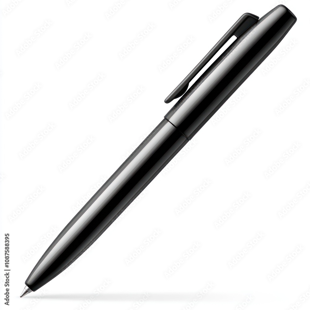 A sleek black pen positioned diagonally, symbolizing writing and creativity. A sleek black pen positioned diagonally, symbolizing writing and creativity.