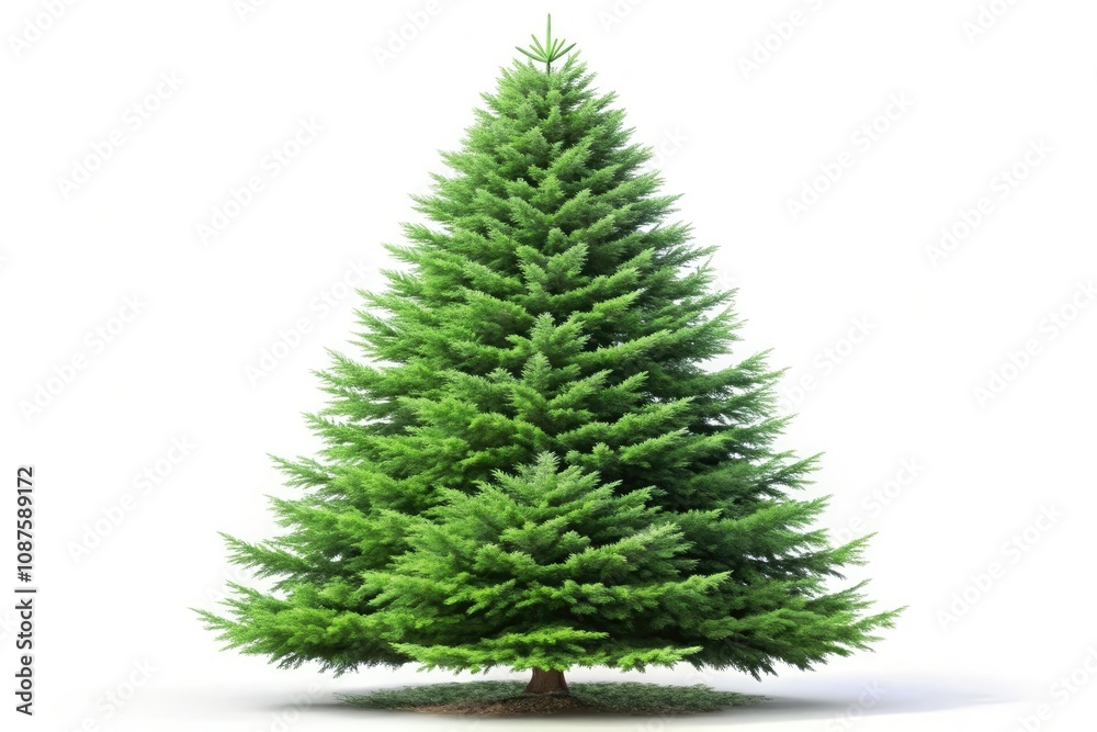 Fototapeta premium Isolated Big Green Fir Tree on White Background Perfect for Christmas Decoration and Urban Exploration Photography
