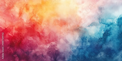 Vibrant abstract background created with colorful watercolor painting techniques, showcasing a blend of hues and artistic expression in a captivating and imaginative style.