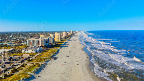 Flight over Jacksonville Beach Flordia - aerial view drone photography