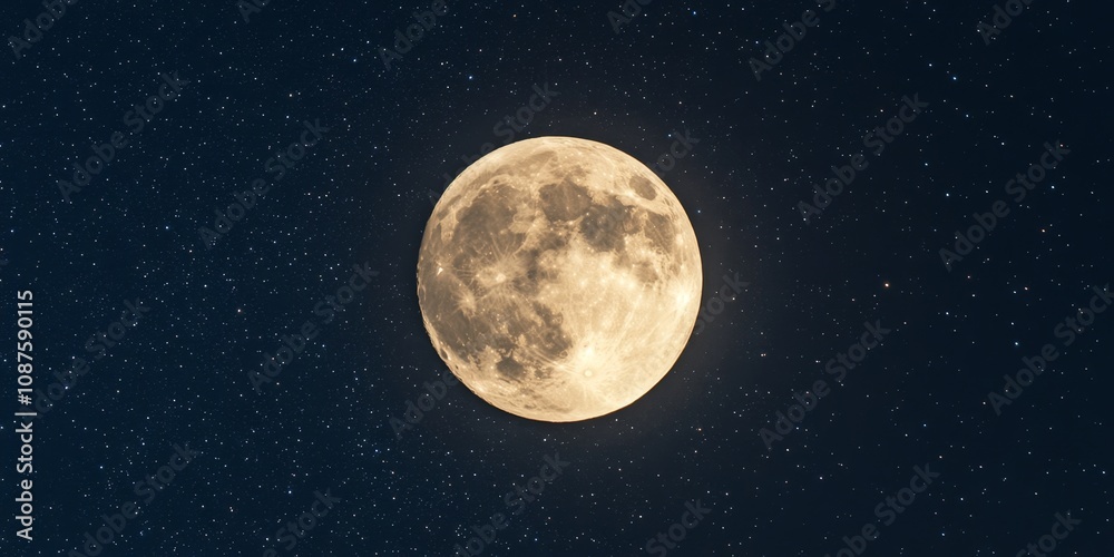 Wide angle view of a full moon illuminating the night sky, creating a serene atmosphere with its captivating glow, perfect for showcasing the beauty of the night sky and the full moon. Wide angle view of a full moon illuminating the night sky, creating a serene atmosphere with its captivating glow, perfect for showcasing the beauty of the night sky and the full moon.