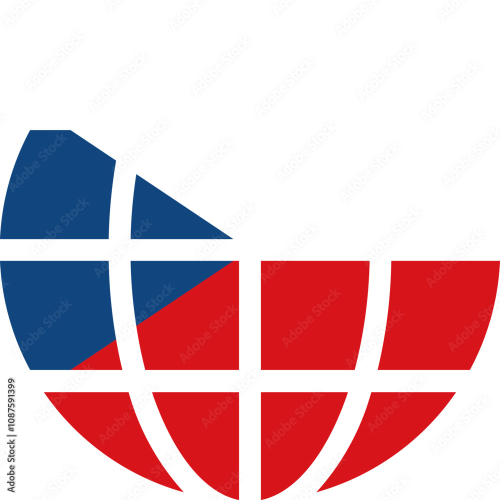 Obraz premium Czechia Flag On world icon