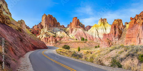 Colorful Painted Desert Hills with Winding Dirt Road