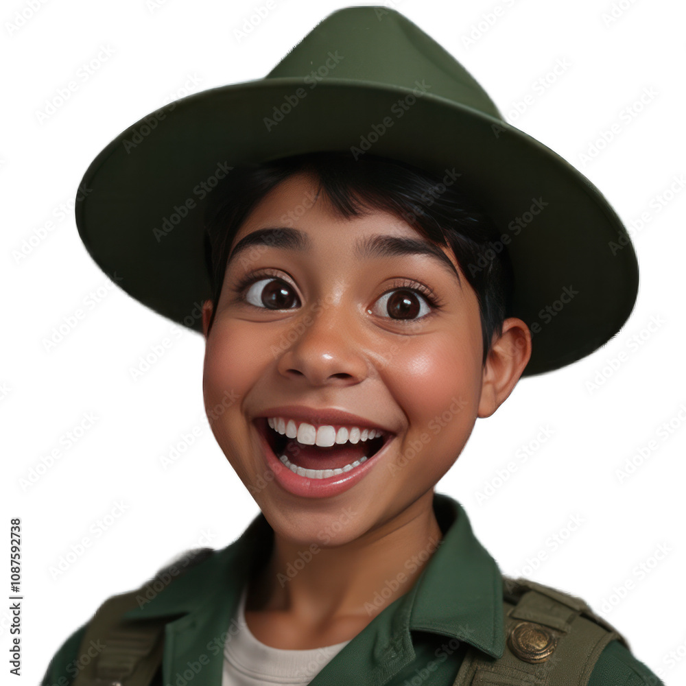 Boy in a scout uniform isolated on white background PNG transparent Boy in a scout uniform isolated on white background PNG transparent